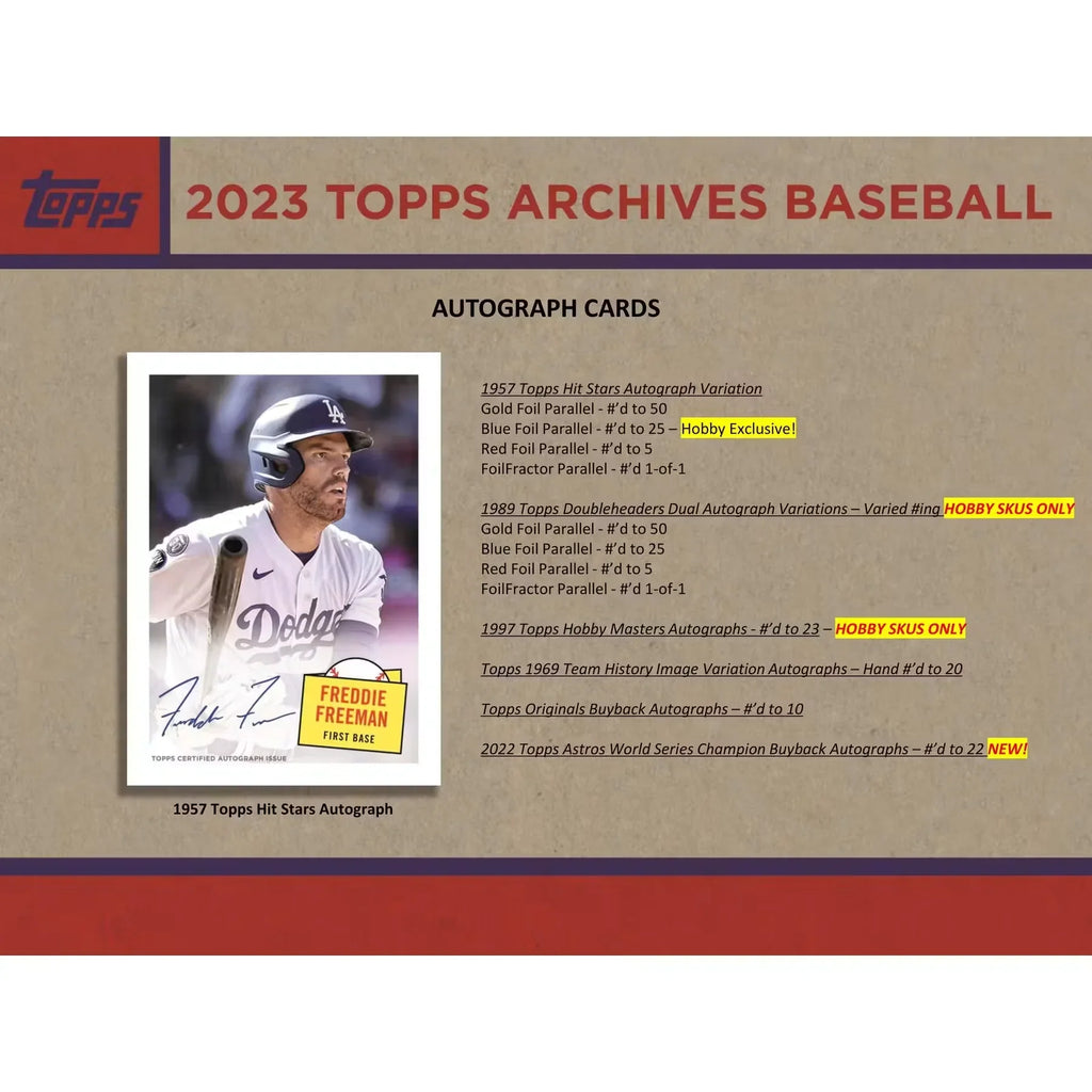 2023 Topps Archives Baseball Hobby 10-Box Case (Ships Sealed Only)