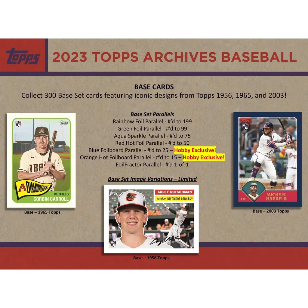 2023 Topps Archives Baseball Hobby 10-Box Case (Ships Sealed Only)