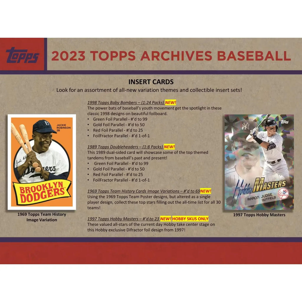 2023 Topps Archives Baseball Hobby 10-Box Case (Ships Sealed Only)