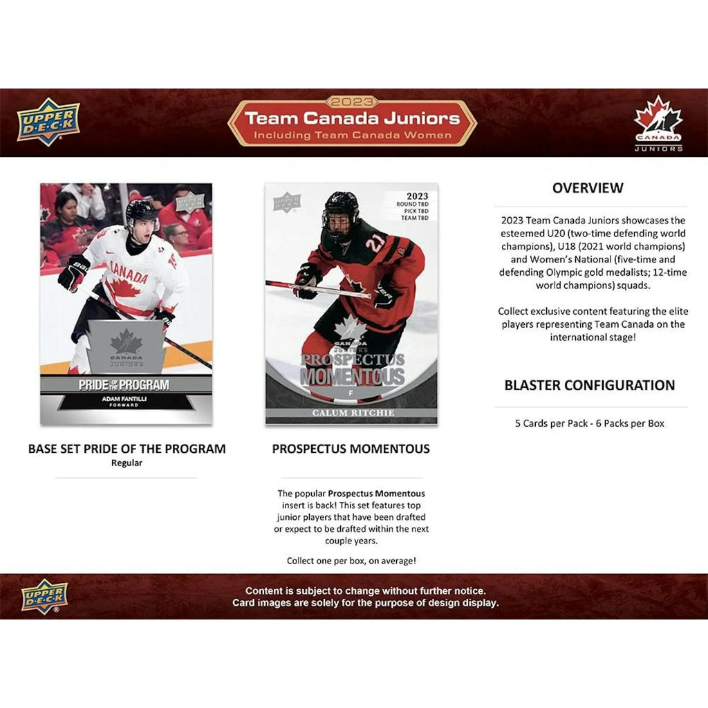 2023 24 Upper Deck Team Canada Juniors Hockey Blaster 20 Box Case (Ships Sealed Only)