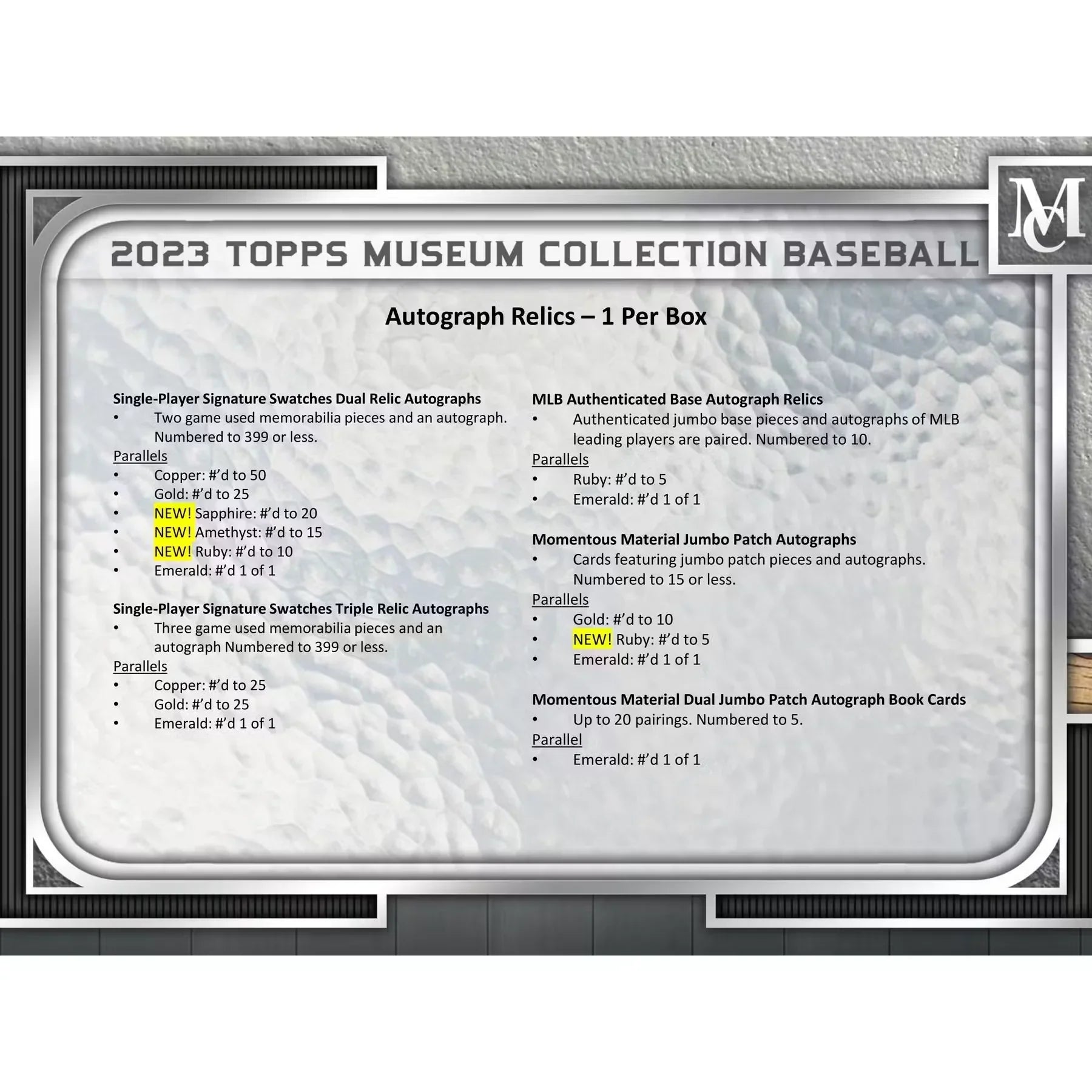 2023 Topps Museum Collection Baseball Hobby Box (Ships Sealed Only)