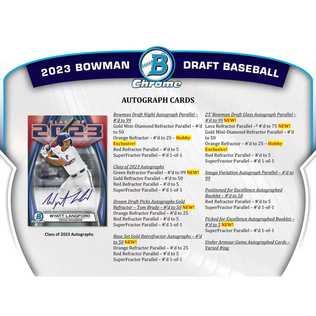 2023 Bowman Draft Baseball Hobby Jumbo 8-Box Case (Ships Sealed Only)
