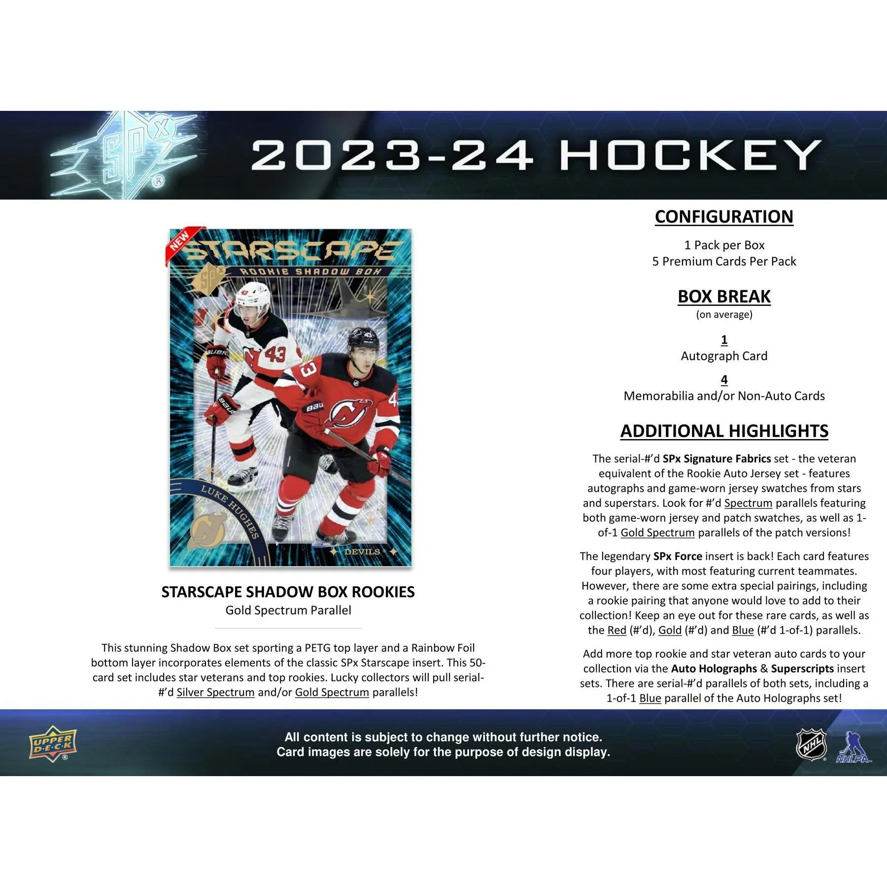 2023 24 Upper Deck SPx Hockey Hobby 20 Box Case (Ships Sealed Only) - D2