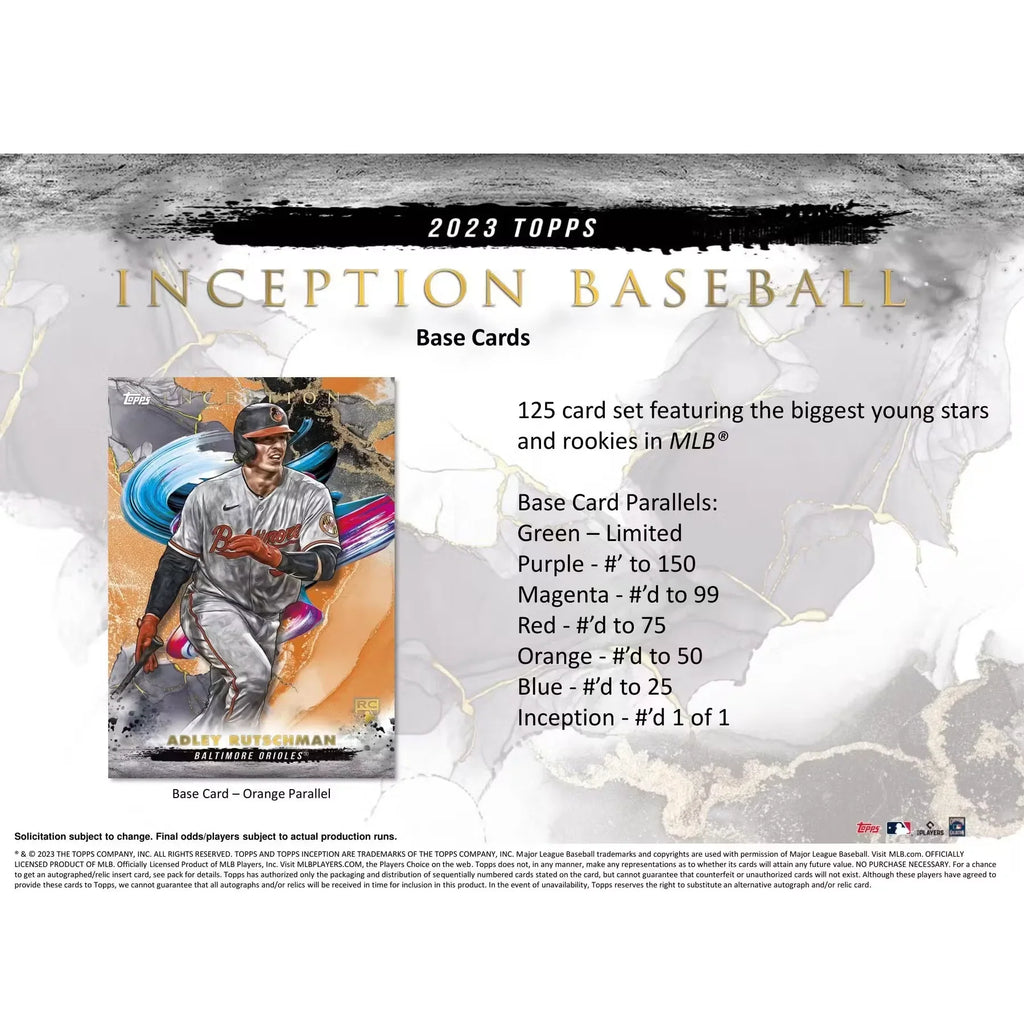 2023 Topps Inception Baseball Hobby Box (Ships Sealed Only)