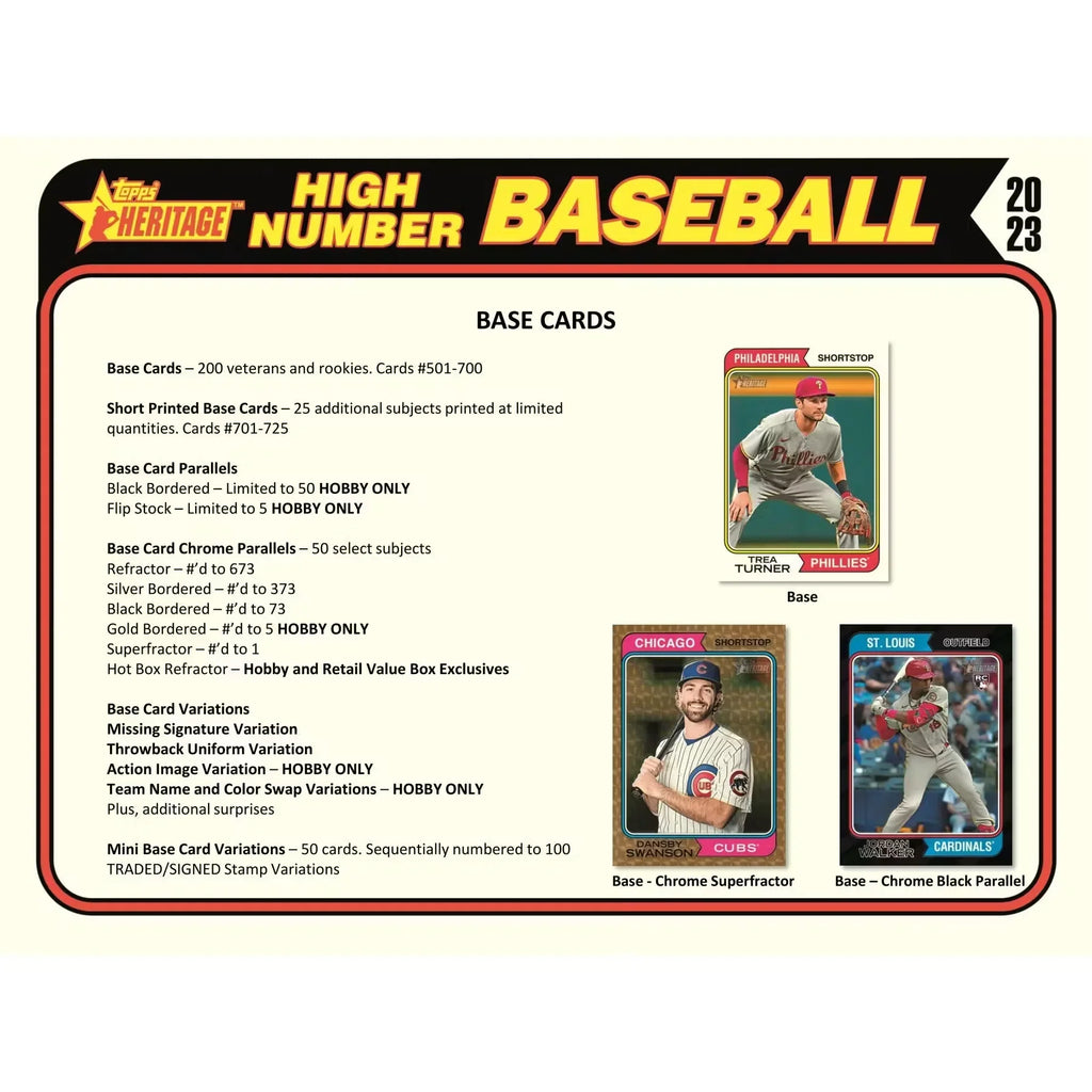 2023 Topps Heritage High Number Baseball Hobby Box | 24 Packs (Ships Sealed Only)