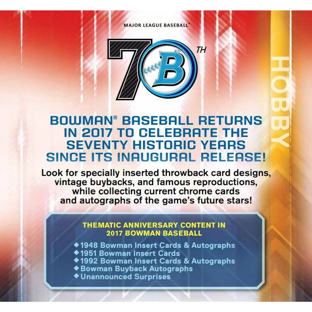 2017 Bowman Baseball Hobby Box Prospect Autographs (Ships Sealed Only)