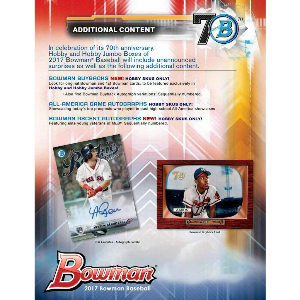 2017 Bowman Baseball Hobby Box Prospect Autographs (Ships Sealed Only)