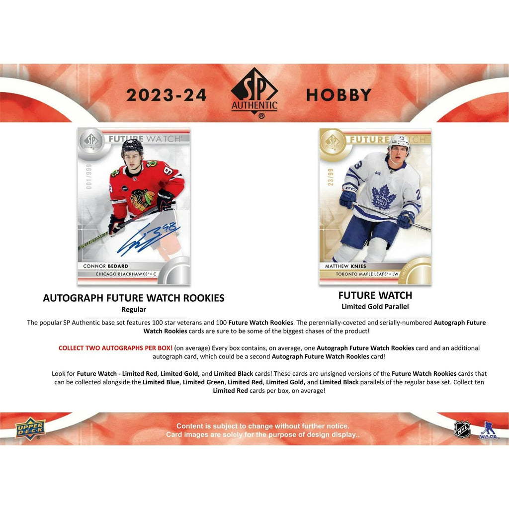 2023 24 Upper Deck SP Authentic Hockey Hobby Box (Ships Sealed Only)