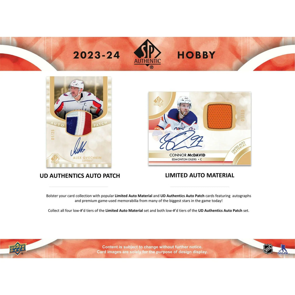 2023 24 Upper Deck SP Authentic Hockey Hobby Box (Ships Sealed Only)