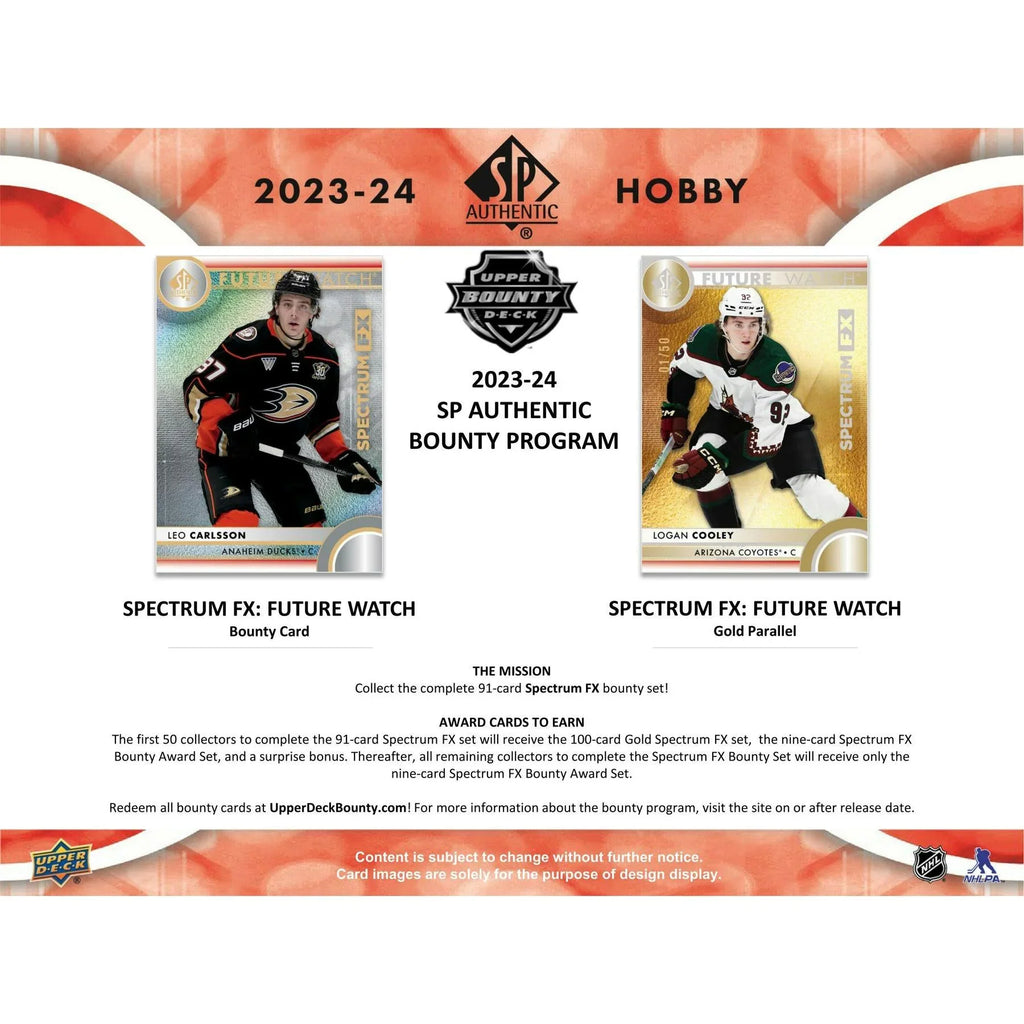 2023 24 Upper Deck SP Authentic Hockey Hobby Box (Ships Sealed Only)
