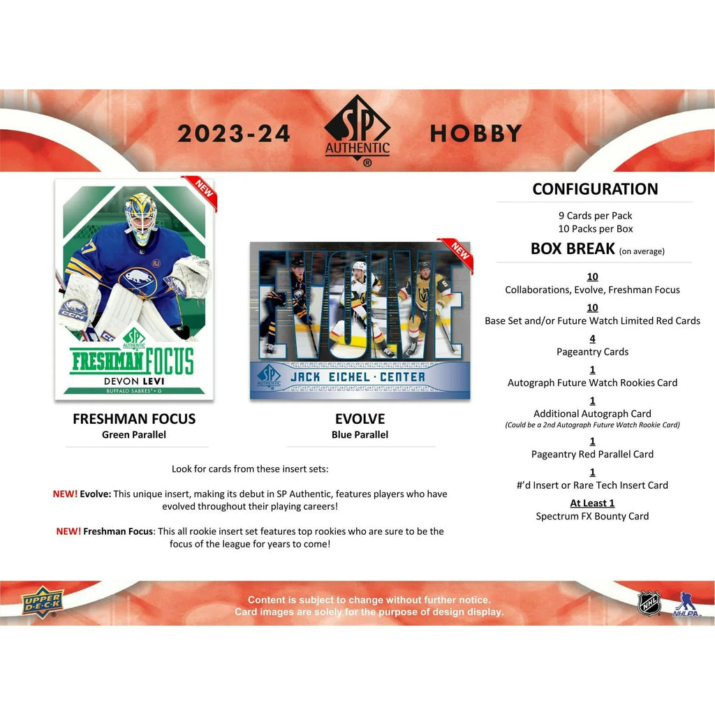 2023 24 Upper Deck SP Authentic Hockey Hobby Box (Ships Sealed Only)