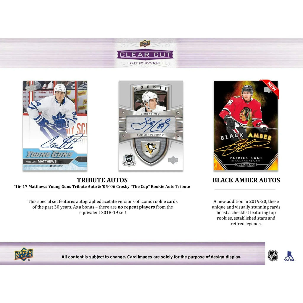 2019 20 Upper Deck Clear Cut Hockey Hobby Box (Ships Sealed Only)