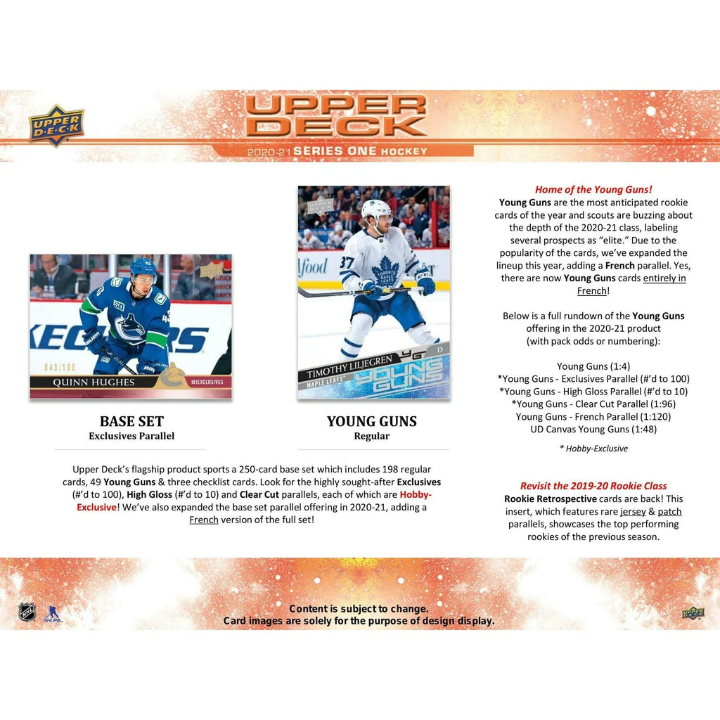 2020 21 Upper Deck Series 1 Hockey Hobby Box (Ships Sealed Only) - D
