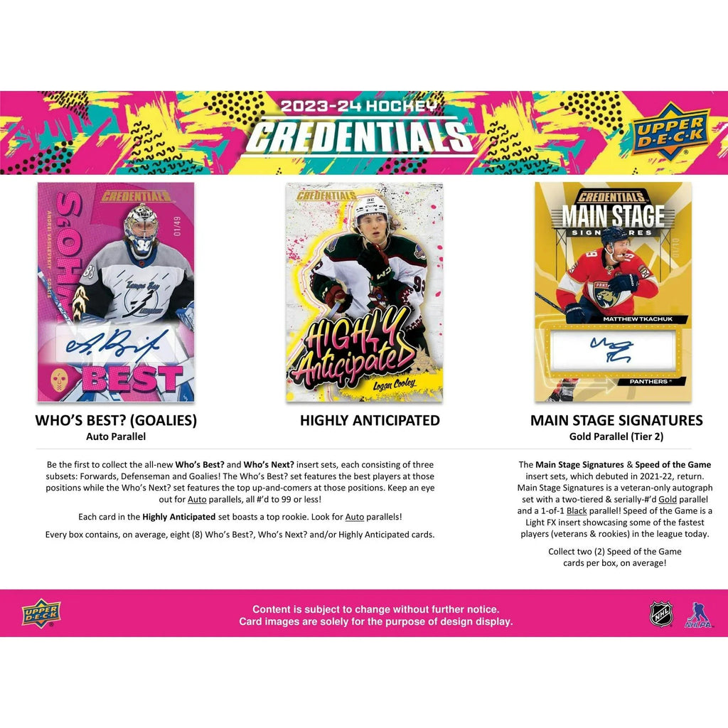 2023 24 Upper Deck Credentials Hockey Hobby 20 Box Case (Ships Sealed Only) - D1