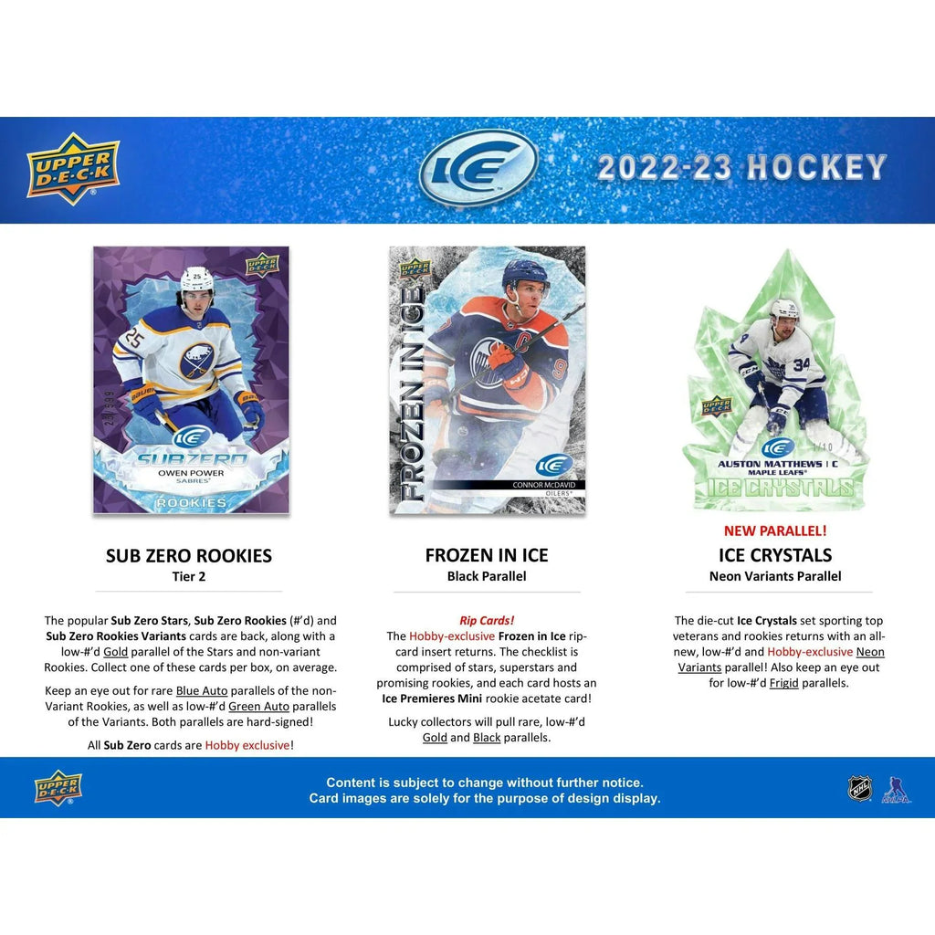 2022 23 Upper Deck Ice Hockey Hobby 24 Box Case Factory Fresh (Ships Sealed Only) - D1