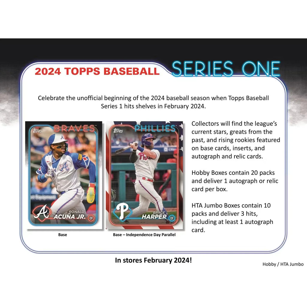 2024 Topps Series 1 Baseball Hobby Jumbo 6-Box Case (Ships Sealed Only)