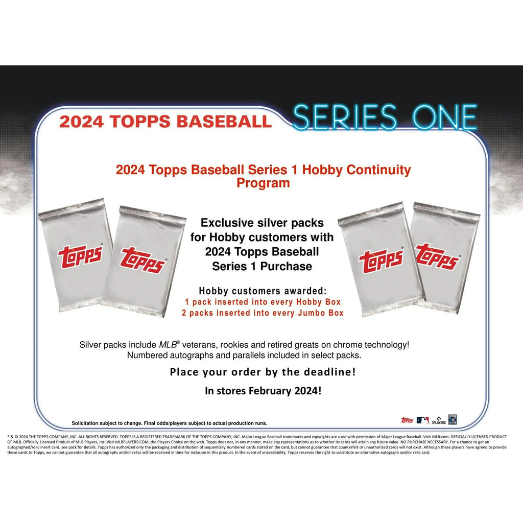2024 Topps Series 1 Baseball Hobby Jumbo Box (Ships Sealed Only)