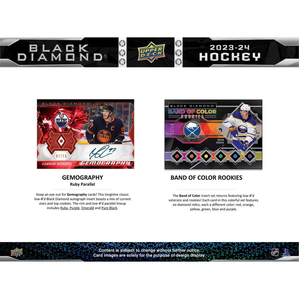 2023 24 Upper Deck Black Diamond Hockey Hobby Box CDD Exclusive (Ships Sealed Only)