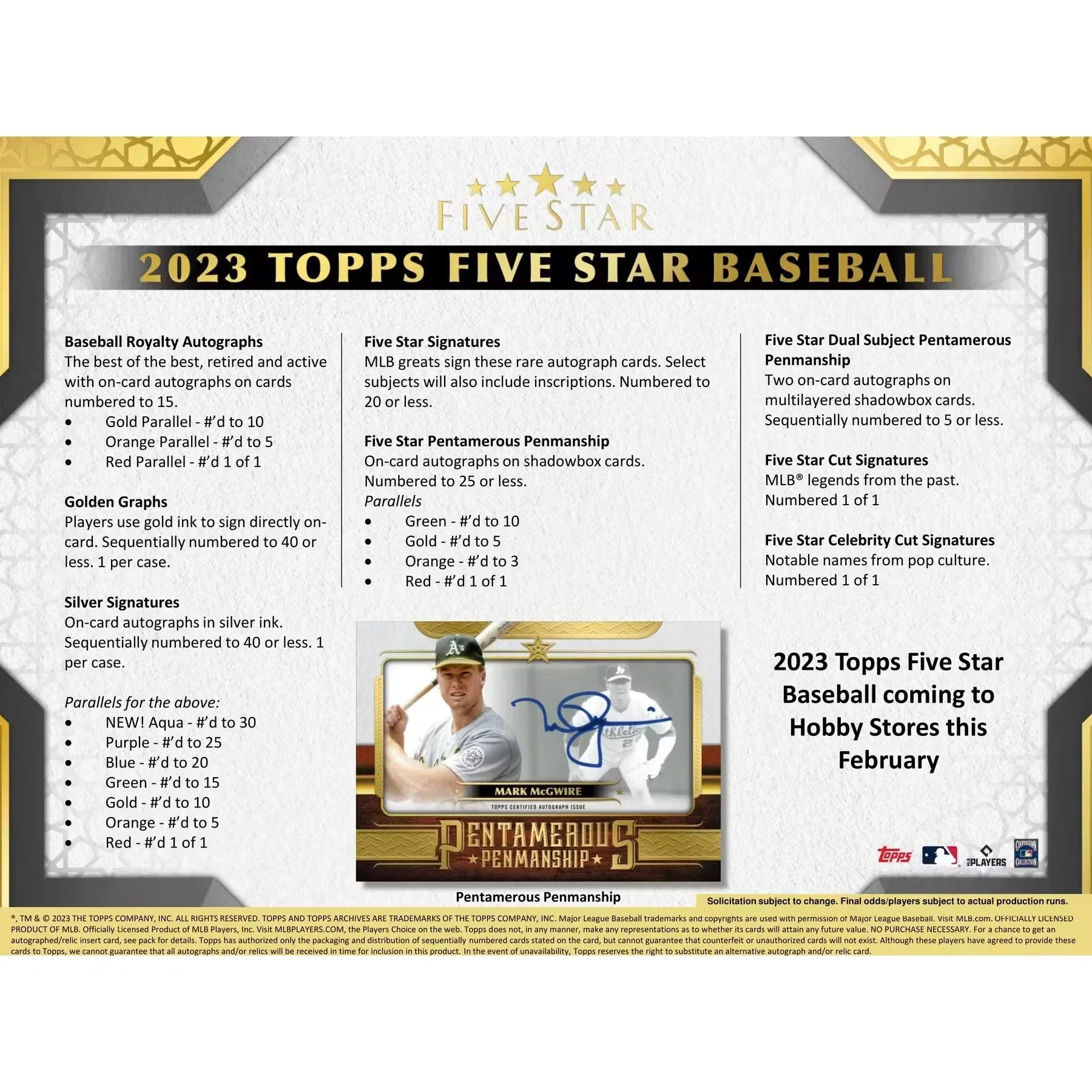 2023 Topps Five Star Baseball Hobby Box (Ships Sealed Only)