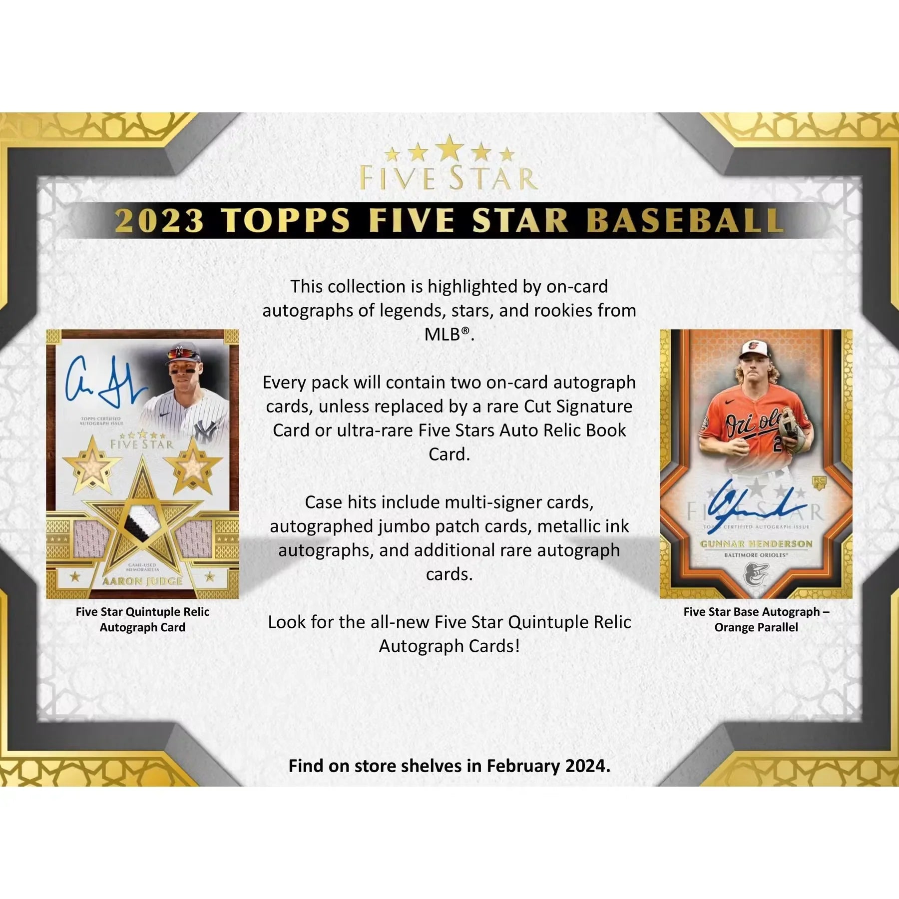 2023 Topps Five Star Baseball Hobby 8-Box Case (Ships Sealed Only)