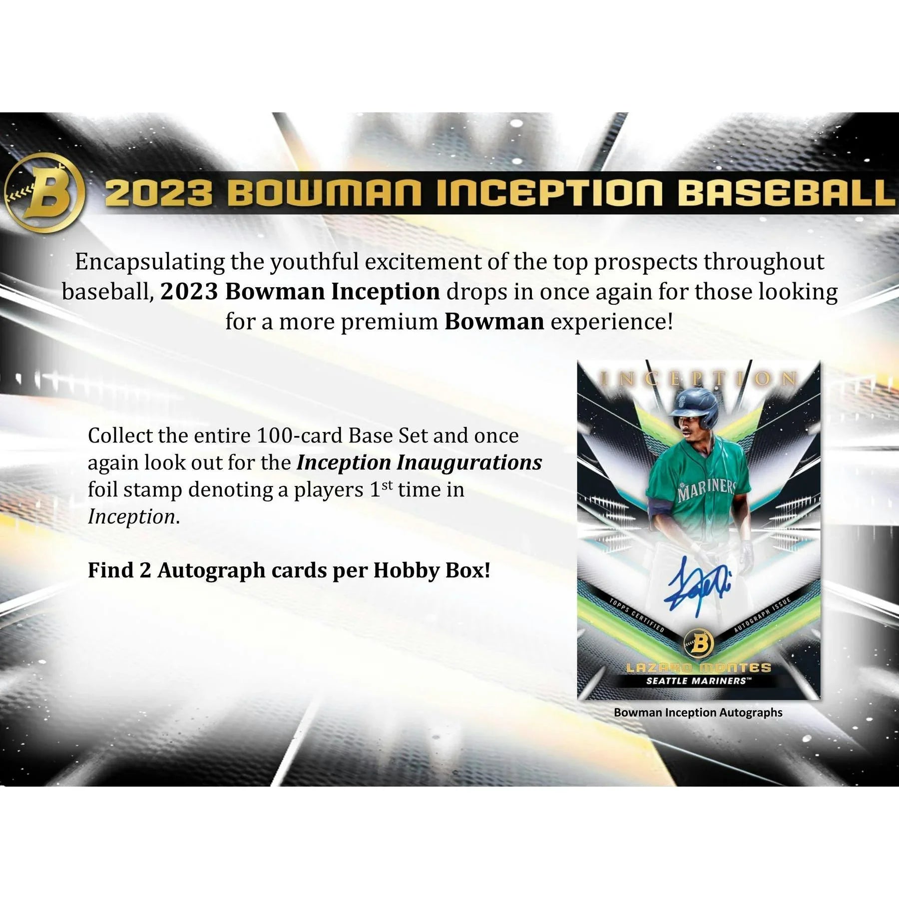 2023 Bowman Inception Baseball Hobby Box (Ships Sealed Only)