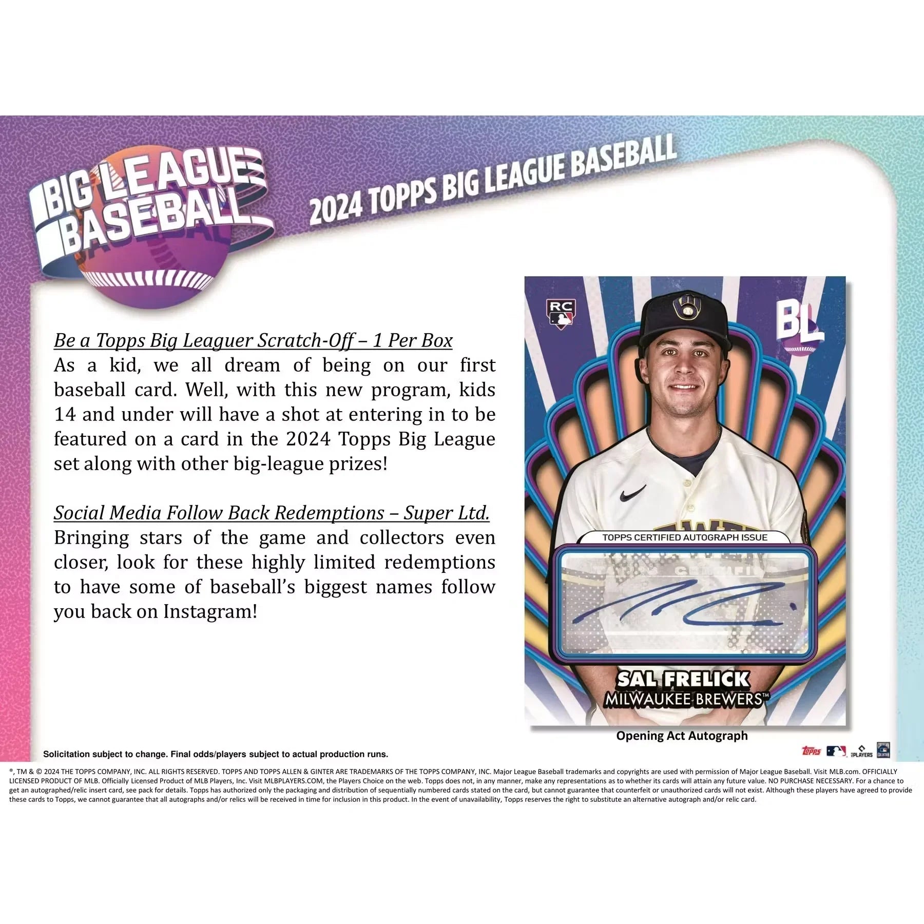 2024 Topps Big League Baseball Hobby Box (Ships Sealed Only)