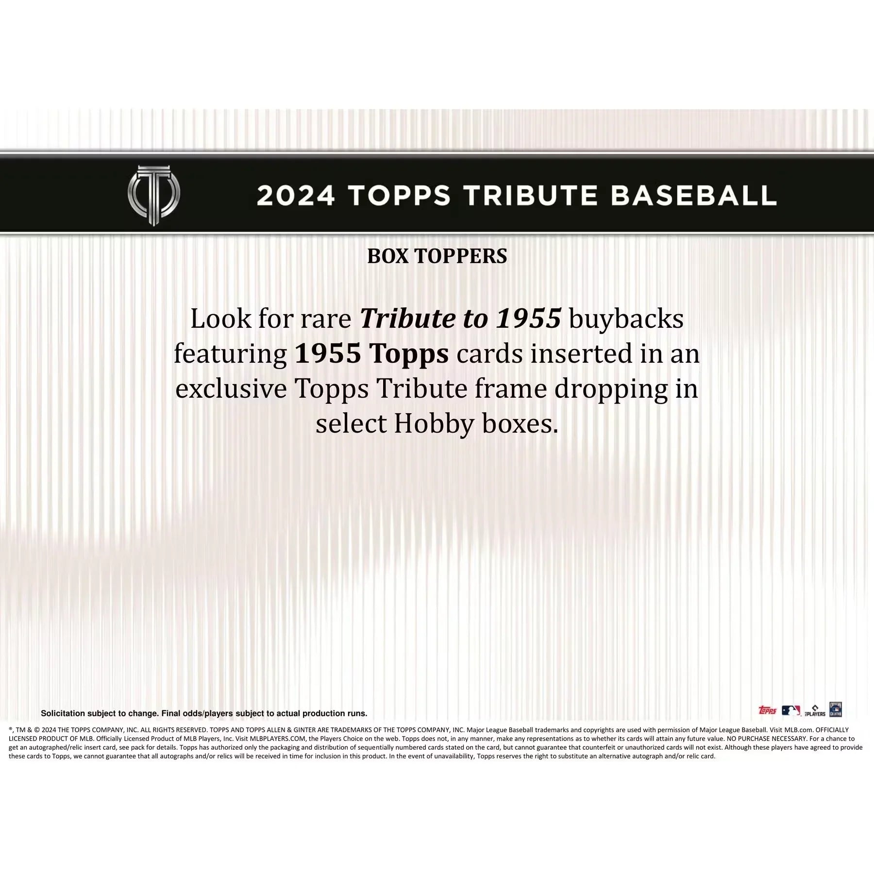 2024 Topps Tribute Baseball Hobby Box (Ships Sealed Only)