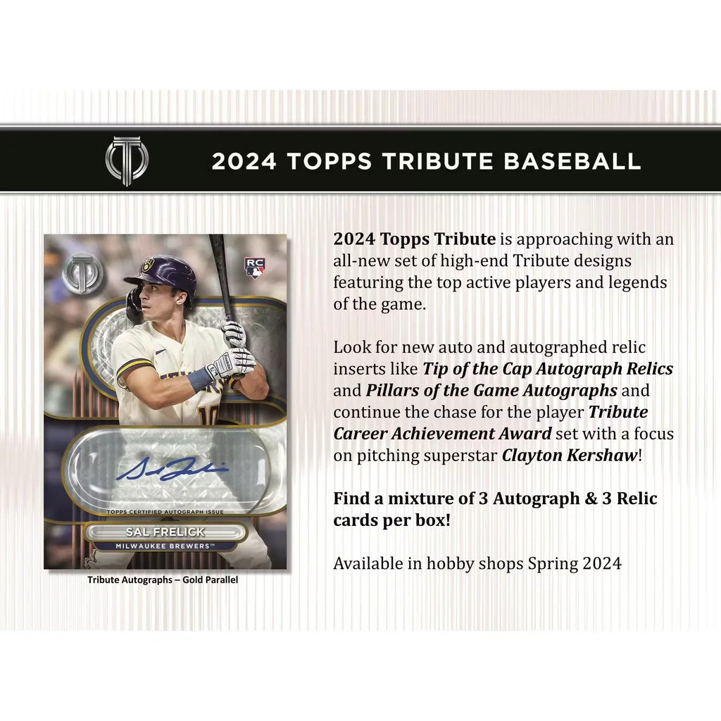 2024 Topps Tribute Baseball Hobby Box (Ships Sealed Only)