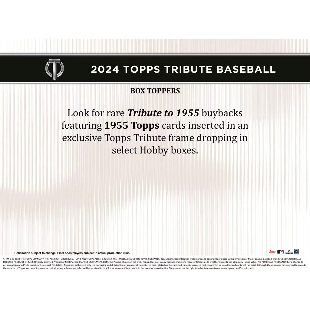 2024 Topps Tribute Baseball Hobby 6 Box Case (Ships Sealed Only)