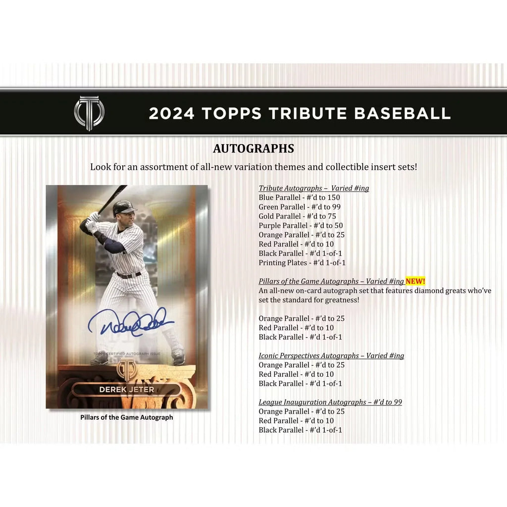 2024 Topps Tribute Baseball Hobby 6 Box Case (Ships Sealed Only)