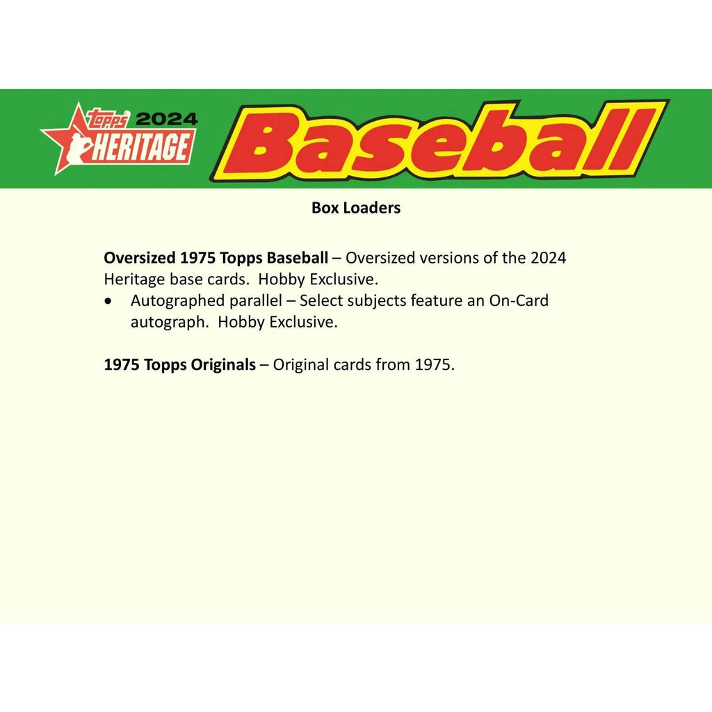 2024 Topps Heritage Baseball Hobby 12 Box Case (Ships Sealed Only)
