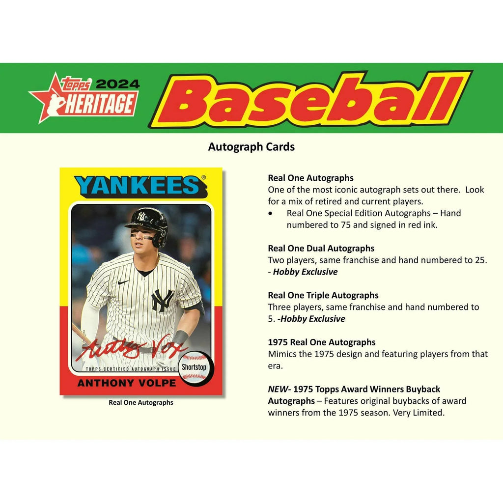 2024 Topps Heritage Baseball Hobby 12 Box Case (Ships Sealed Only)
