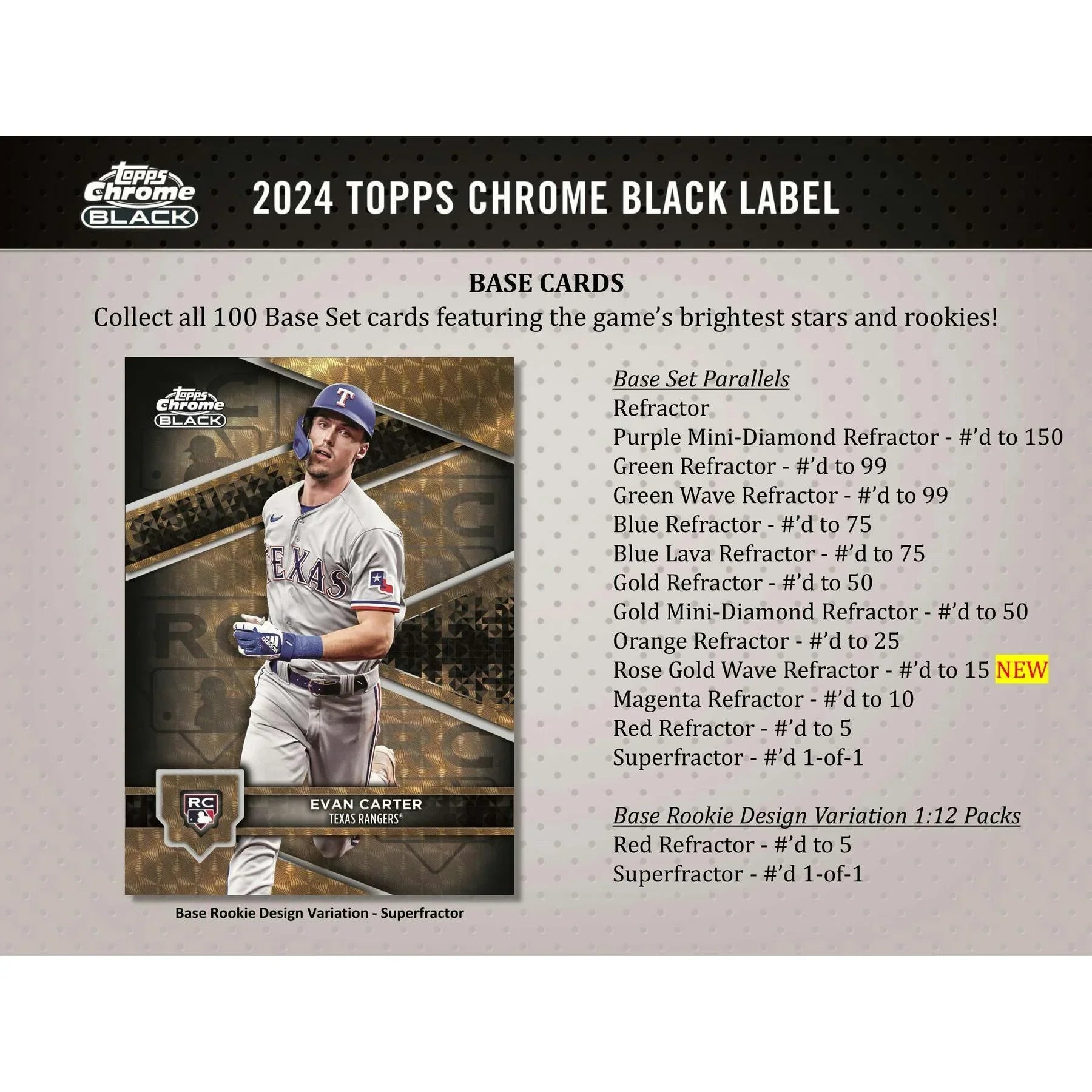2024 Topps Chrome Black Baseball Hobby Box (Ships Sealed Only)