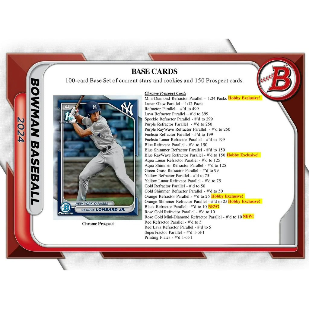 2024 Bowman Baseball Hobby Box (Ships Sealed Only)