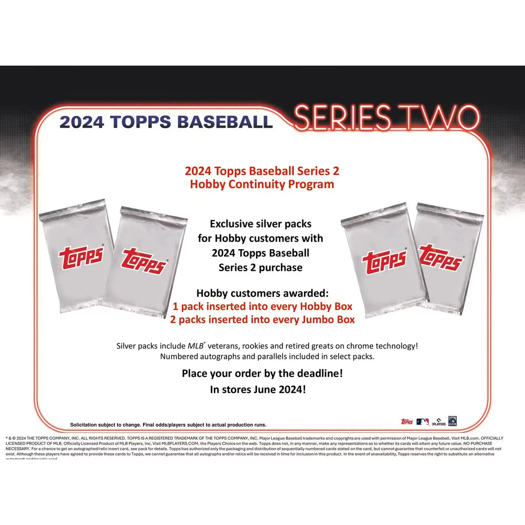 2024 Topps Series 2 Baseball Hobby Jumbo 6-Box Case (Ships Sealed Only)