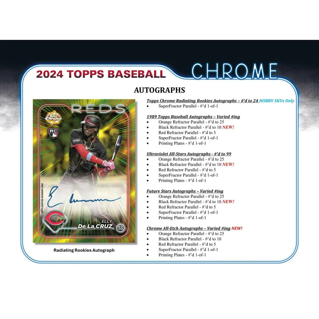 2024 Topps Chrome Baseball Hobby Box (Ships Sealed Only) - D