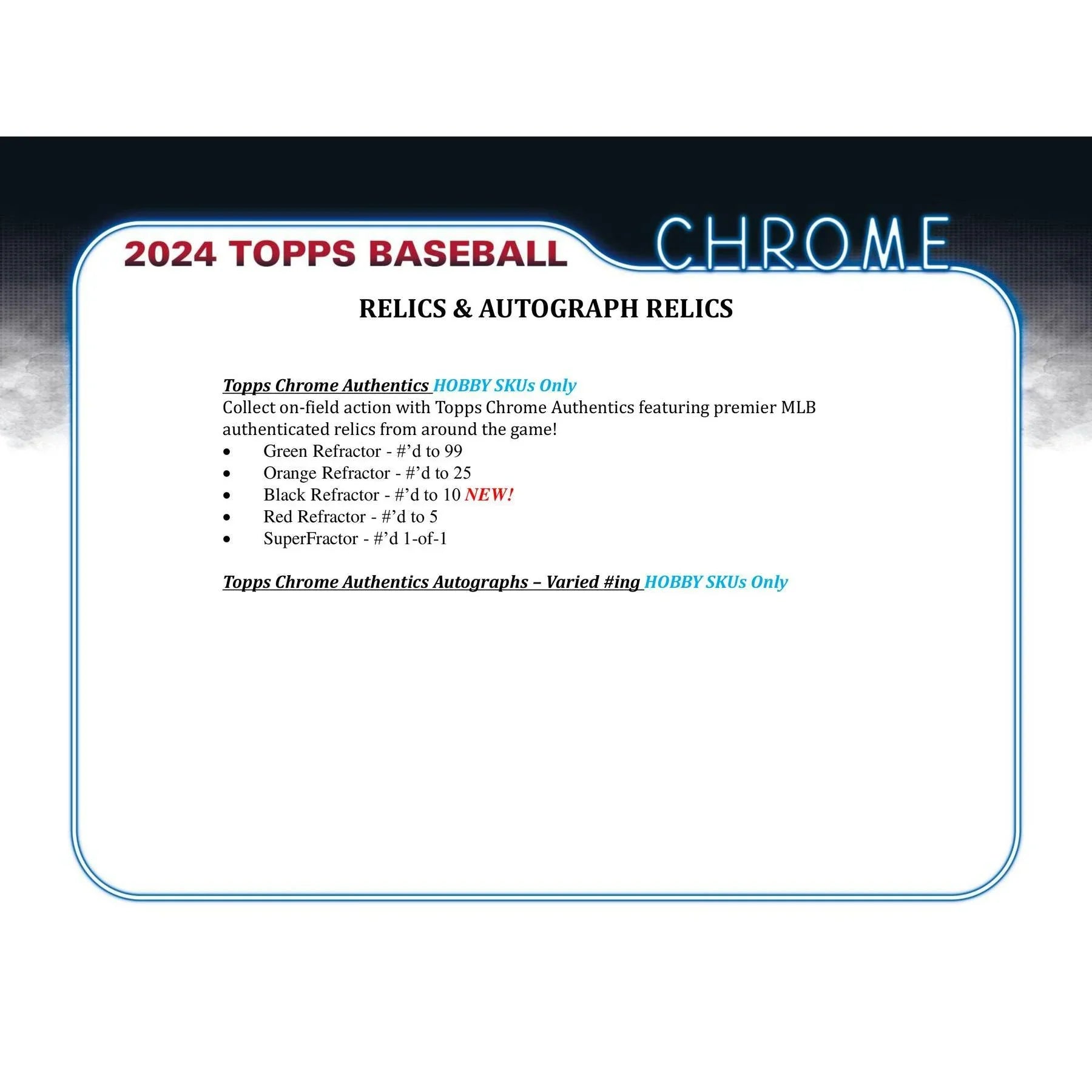 2024 Topps Chrome Baseball Hobby Box (Ships Sealed Only) - D