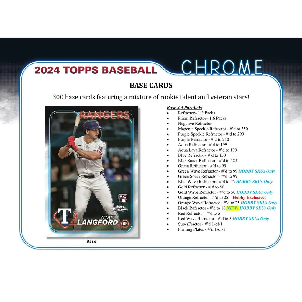 2024 Topps Chrome Baseball Hobby Box (Ships Sealed Only) - D