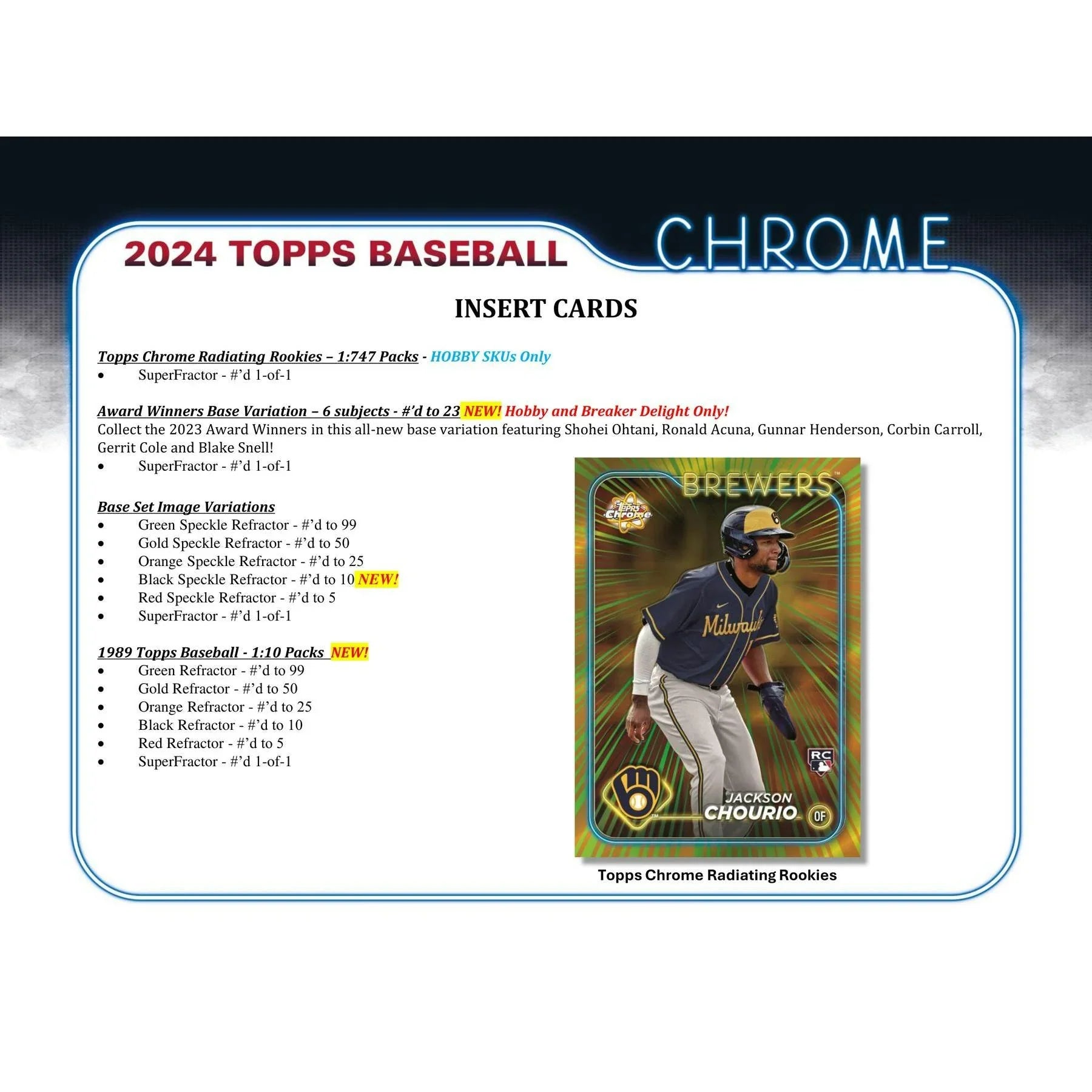2024 Topps Chrome Baseball Hobby Box (Ships Sealed Only) - D