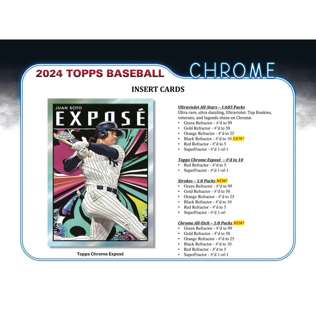 2024 Topps Chrome Baseball Hobby Box (Ships Sealed Only) - D
