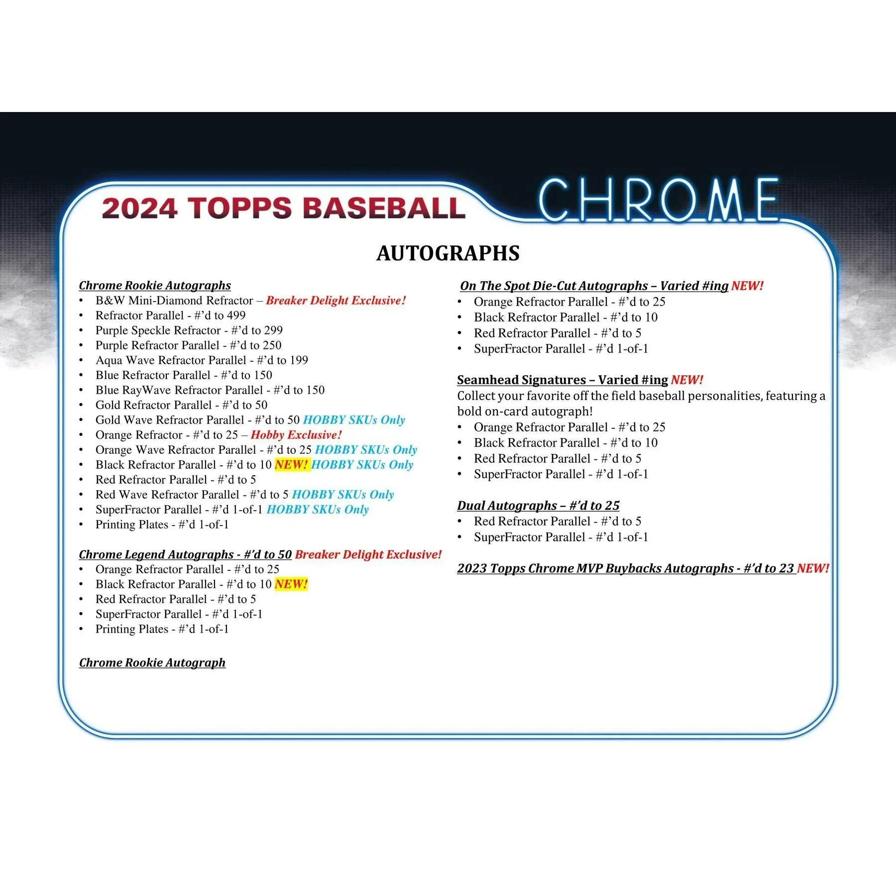 2024 Topps Chrome Baseball Hobby Box (Ships Sealed Only) - D