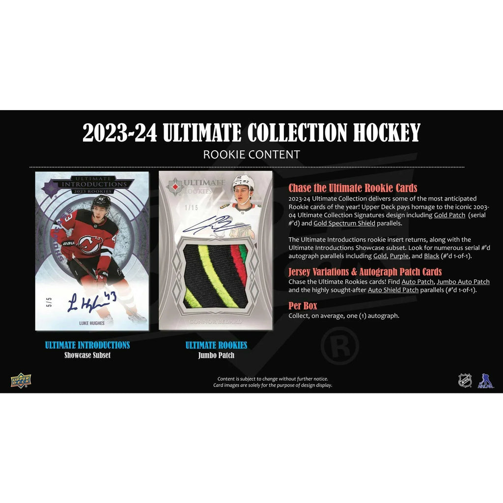 2023 24 Upper Deck Ultimate Collection Hockey Hobby Box (Ships Sealed Only)