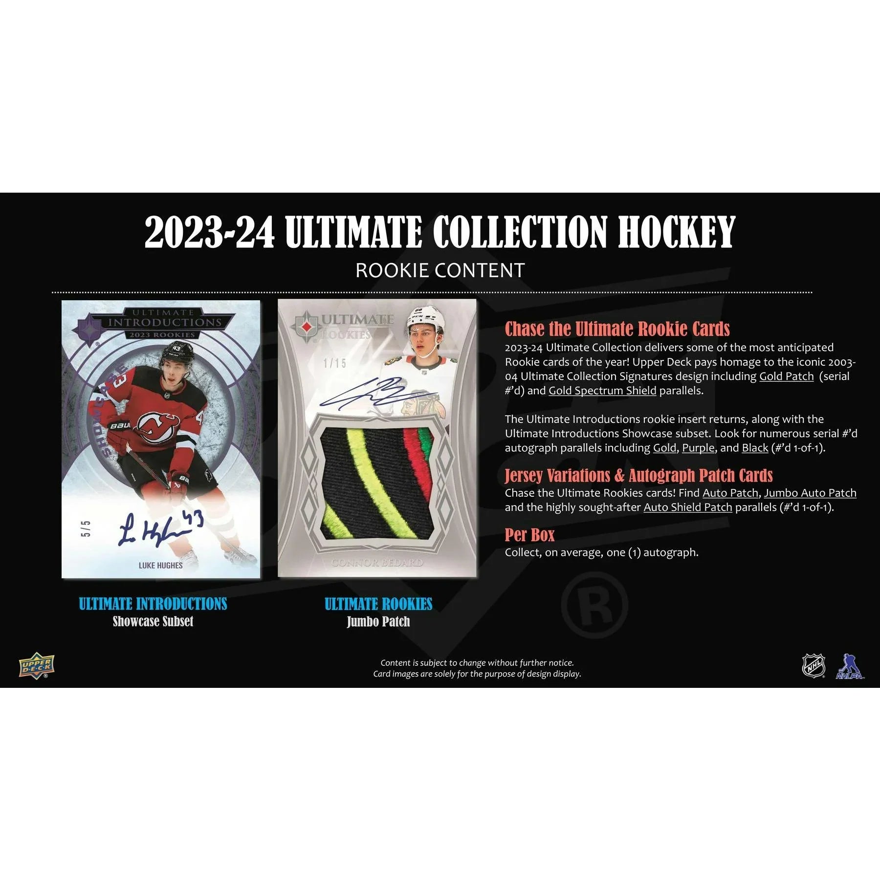 2023 24 Upper Deck Ultimate Collection Hockey Hobby Box (Ships Sealed Only)