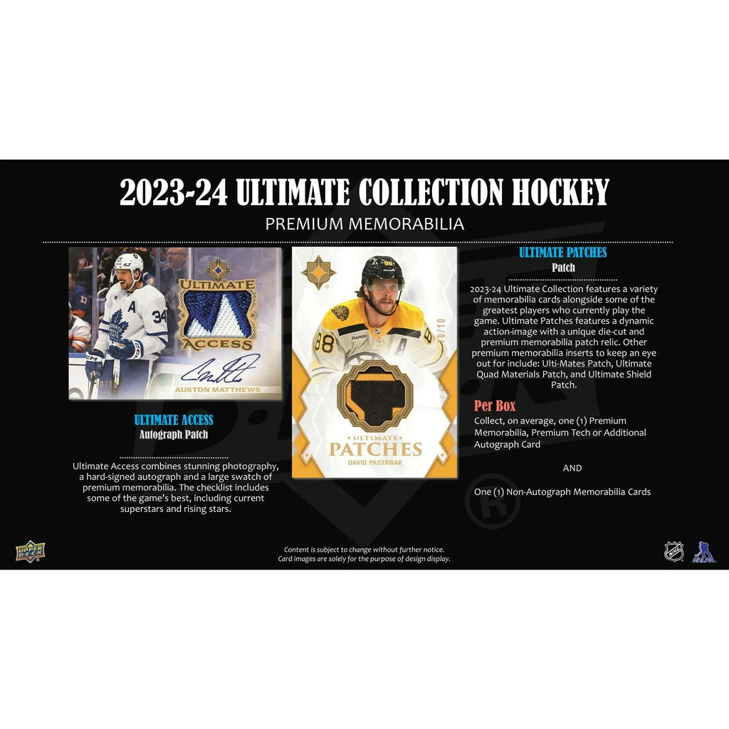 2023 24 Upper Deck Ultimate Collection Hockey Hobby Box (Ships Sealed Only)