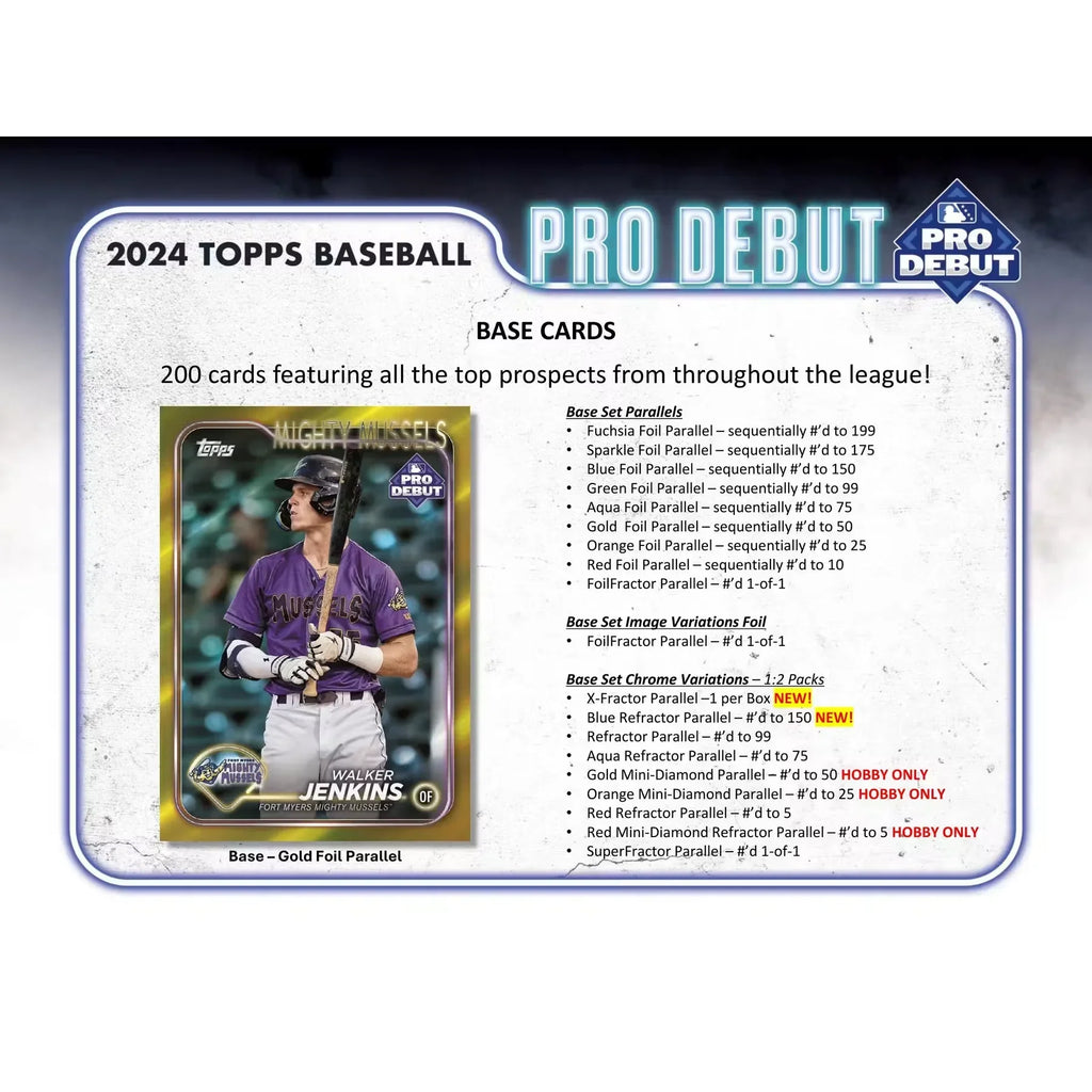 2024 Topps Pro Debut Baseball Hobby Box (Ships Sealed Only)