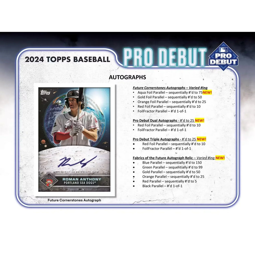 2024 Topps Pro Debut Baseball Hobby Box (Ships Sealed Only)