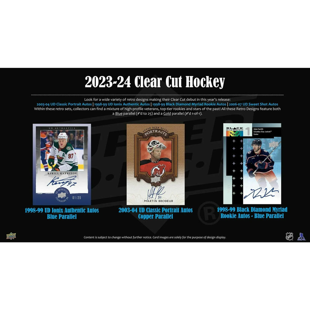2023 24 Upper Deck Clear Cut Hockey Hobby 30 Box Case (Ships Sealed Only) - D2