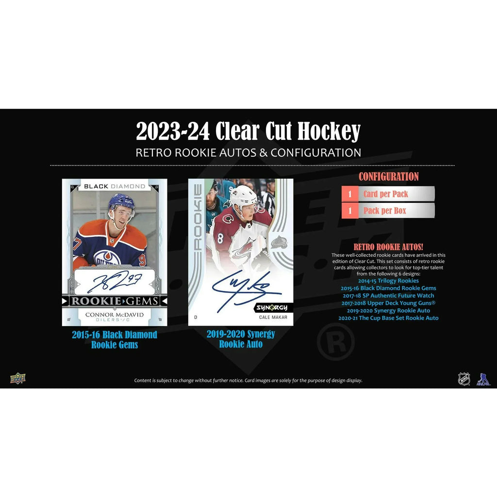 2023 24 Upper Deck Clear Cut Hockey Hobby 30 Box Case (Ships Sealed Only) - D2