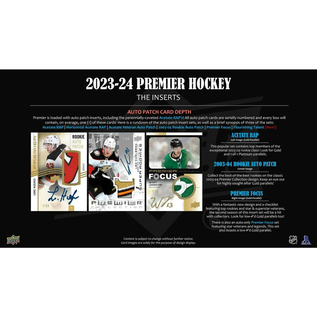 2023 24 Upper Deck Premier Hockey Hobby Box (Ships Sealed Only)