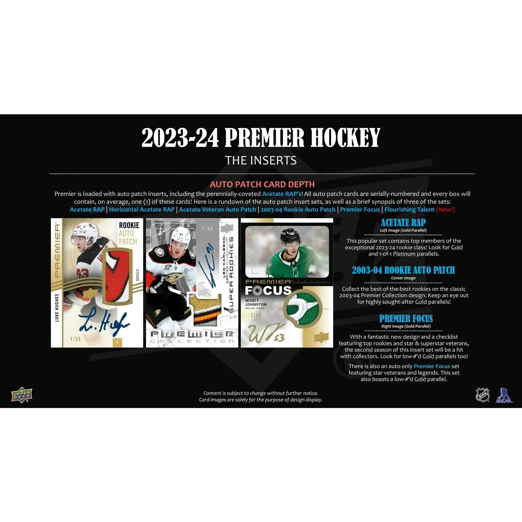 2023 24 Upper Deck Premier Hockey Hobby Box (Ships Sealed Only)